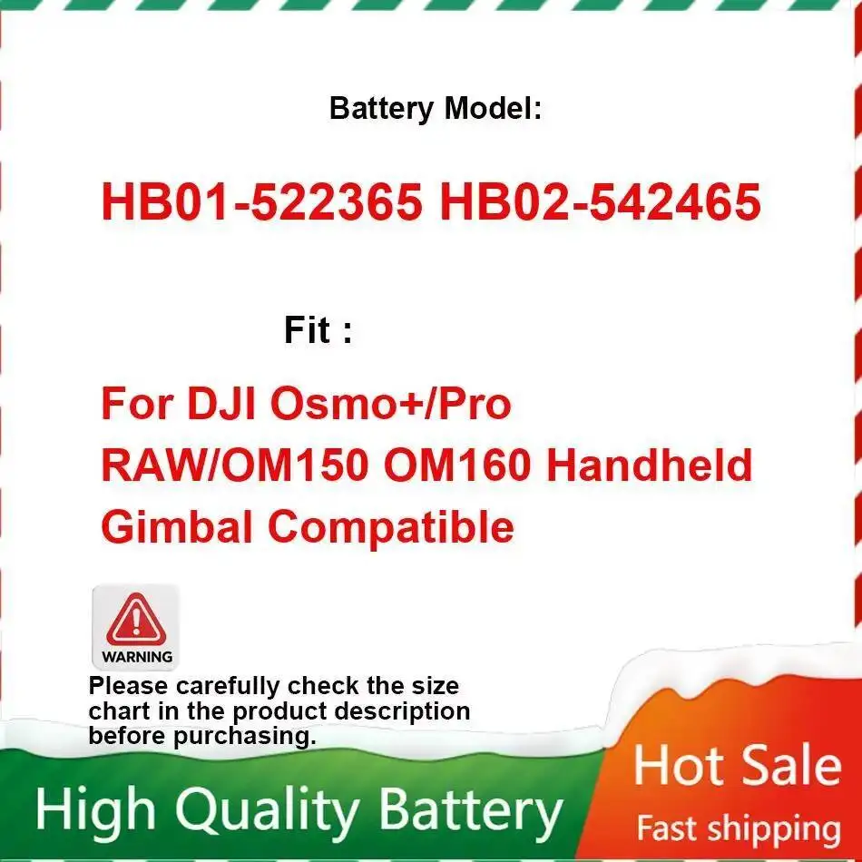 

Safe HB01-522365 HB02-542465 Camera Battery For Dji Osmo+ Pro Raw OM150 OM160 Handheld Gimbal Compatible 980Mah