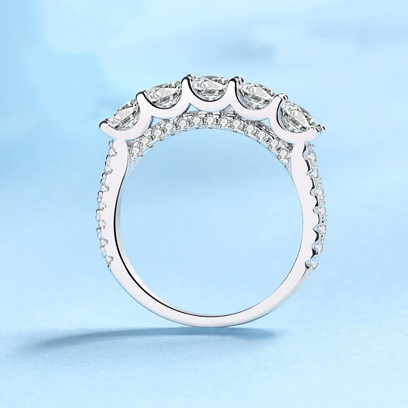 النساء المشاركة 18K الذهب الأبيض الزفاف الفرقة 1.5CT مويسانيتي الماس فتاة عيد الحب PT950 البلاتين هدية عيد ميلاد خواتم #4