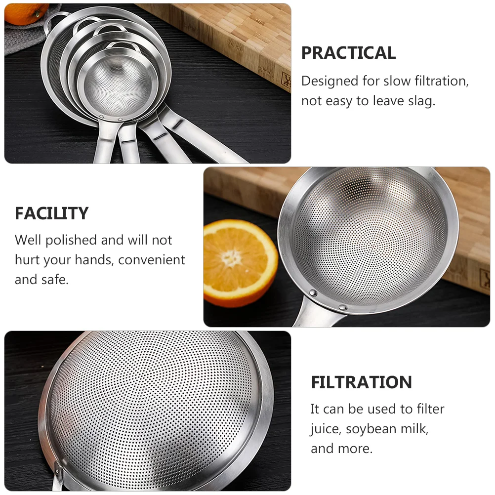 

1pc Stainless Steel Filter Spoon Fine Mesh Long Handle For Hot Pot Oil Filtering Kitchen Strainer Baking Cooking Ladle Scoop