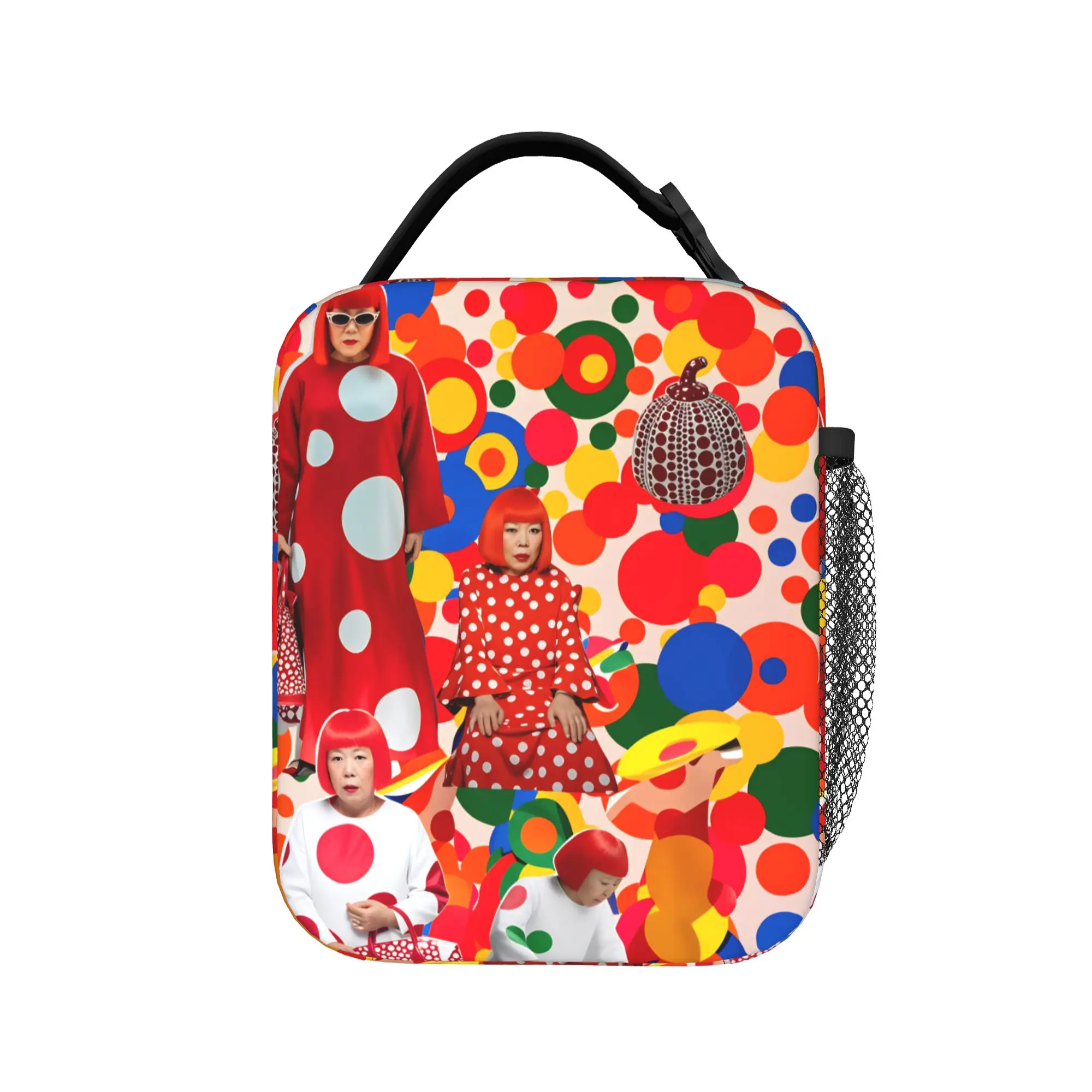 Lunch Bag Yayoi Kusama Abstract Face Office Lunch Box For Child  Cute Portable Insulated Graphic Design Cooler Bag