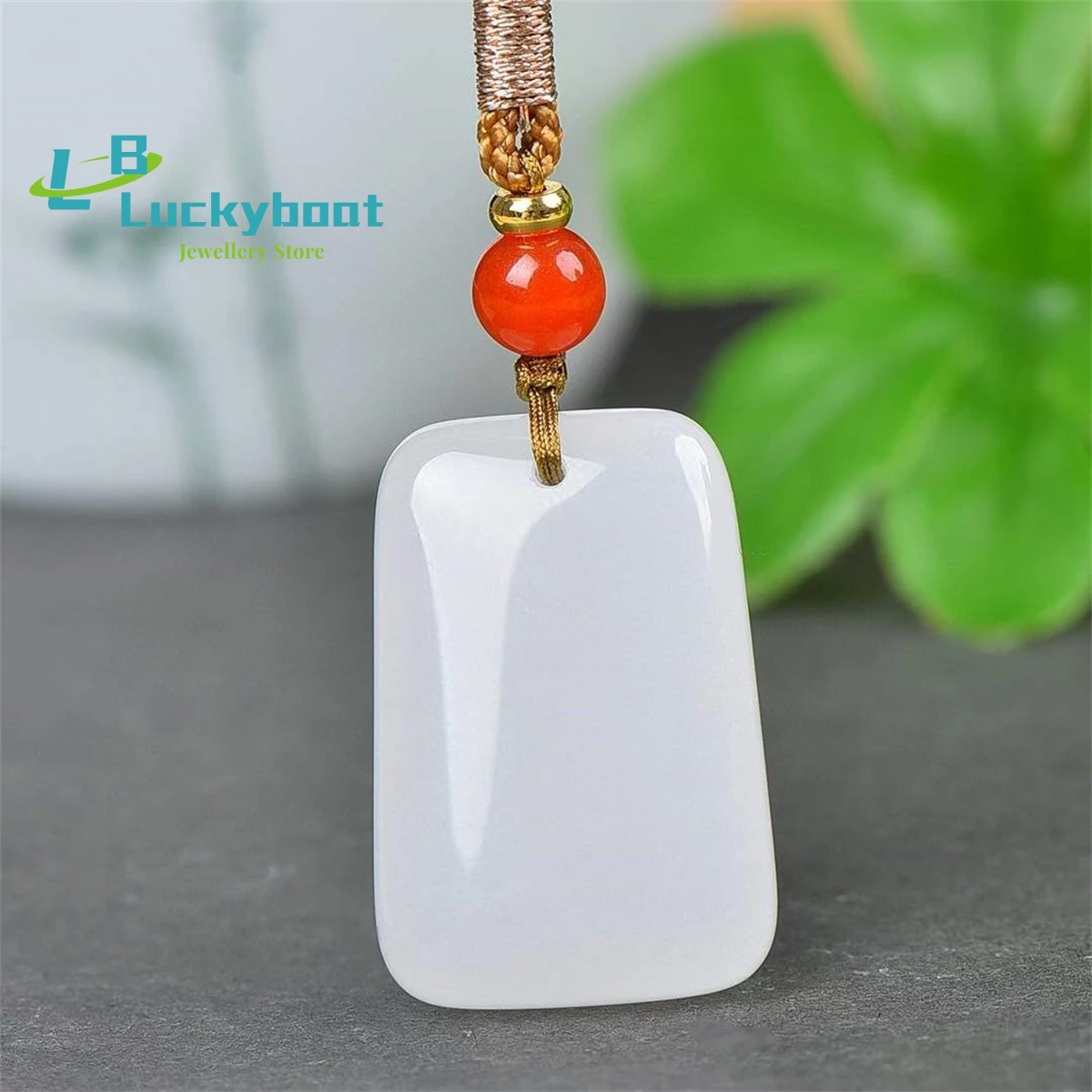 Natural Gold Wire White Jade Double Drum T Ping An Brand Pendant Simple and Personalized Fashion Versatile for Men and Women