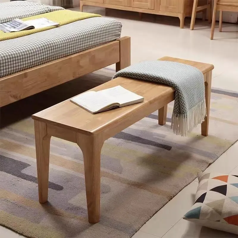 Nordic Solid Wood Bench Modern Simple Wooden Bedside Bench Family Restaurant Shoe Changing Stool