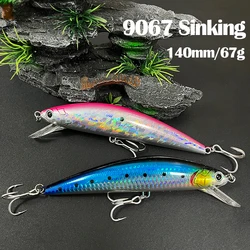 67g 140mm Heavy Sinking Minnow Lures Deep Diving Saltwater Hard Baits Long Cast Wobbler for Big Game Offshore Trolling Fishing