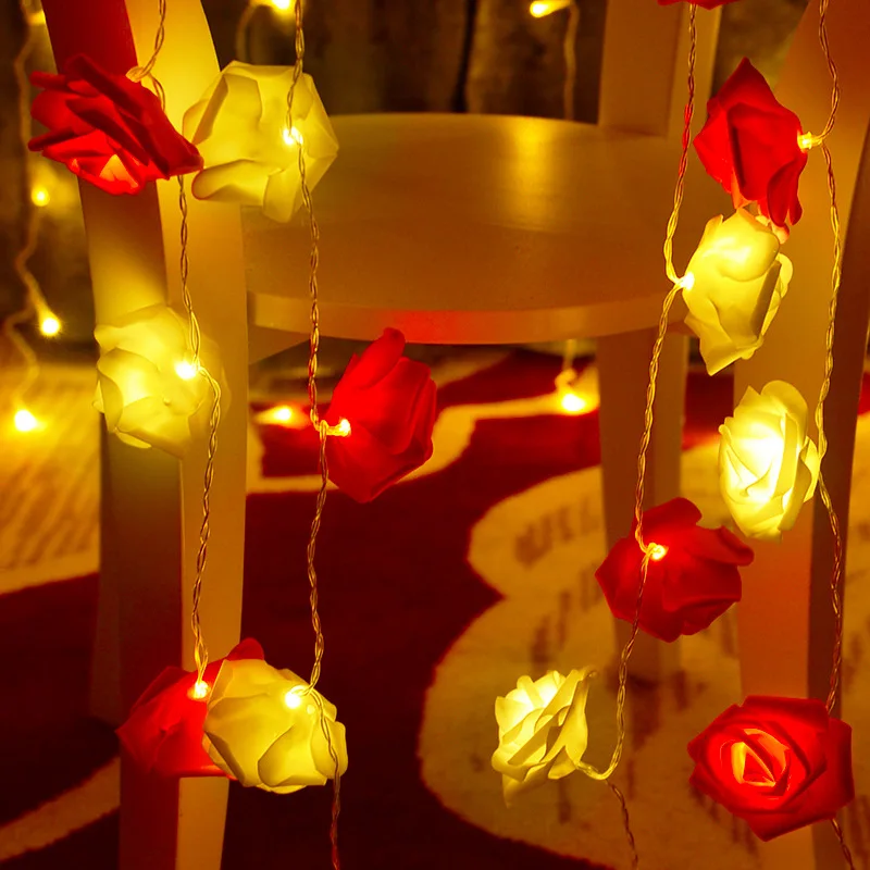 Rose Flowe LED String Lights ghirlanda, matrimonio, decorazioni per il compleanno, regalo di san valentino, decorazioni per l'albero di natale per la casa, all'aperto