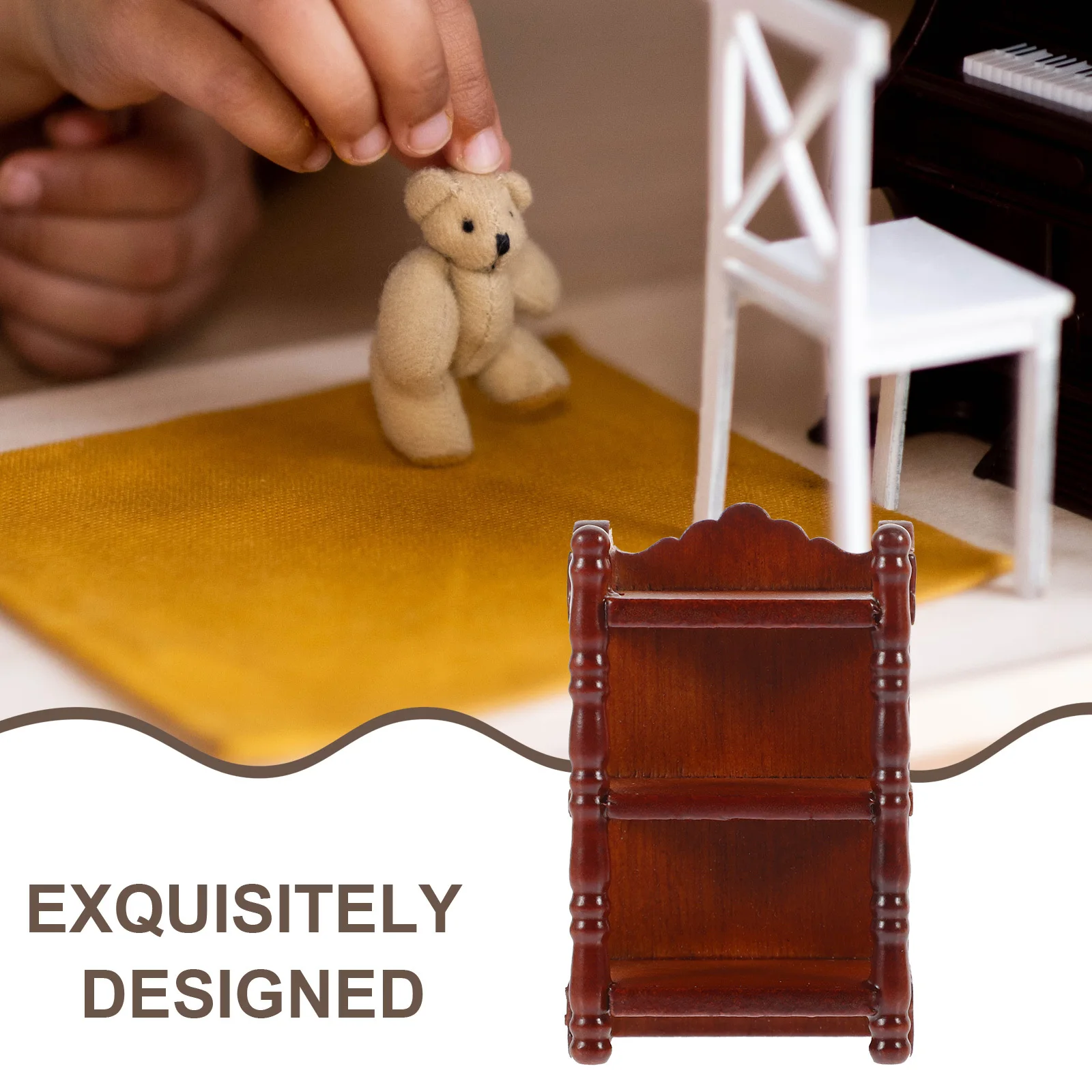 

Wooden Miniature Nightstand Dollhouse Furniture Durable Lightweight Supplementary Decoration Mini House Bedroom Ornament
