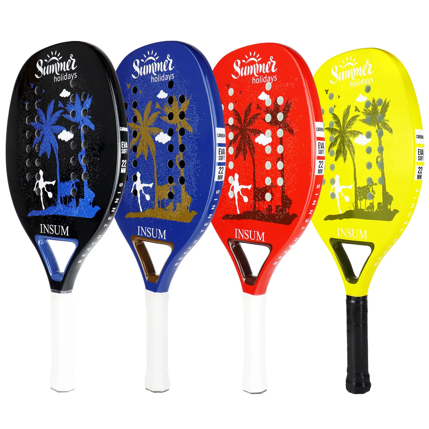 INSUM Beach Tennis Racket 100% Carbon Fiber Professional 22mm EVA Soft Round Grit Tenis Raquete