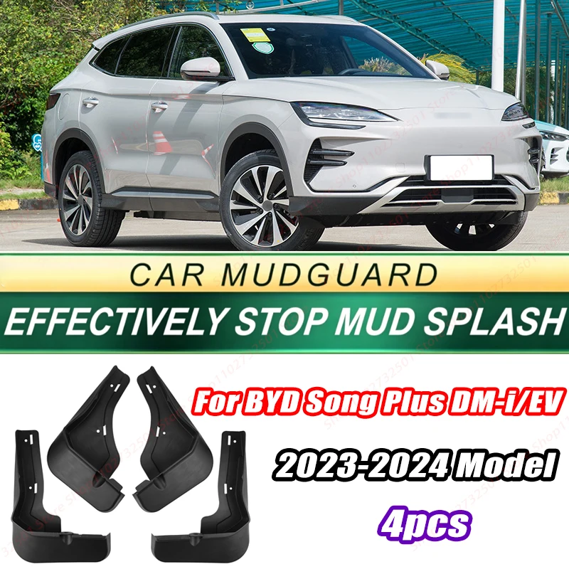 For BYD Song Plus DM-i/EV 2023-2024 Model 4PCS Front Rear Mud Flaps Splash Guards Fender Mudguards Auto Accessories