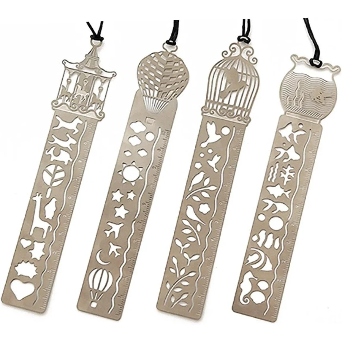 36pcs Wholesale Creative Books Bookmark Marker Ruler 2-in-1 Student Stationery Metal Animal Pattern Template Ruler