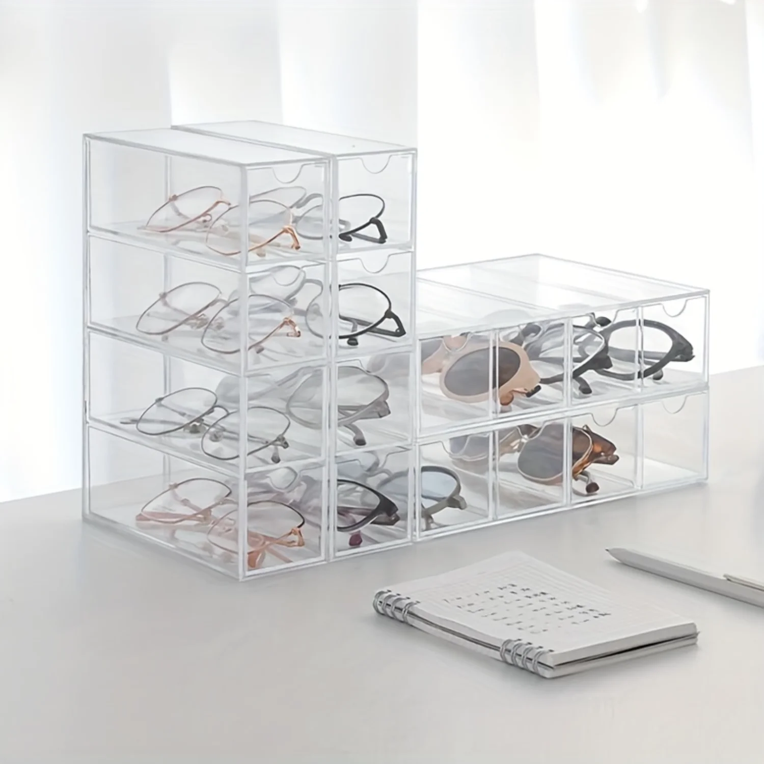 Acrylic Glasses  Box - Multi-layer Display Rack with Drawer Perfect Gift for Organizing and Protecting Eyewear Book Moon shelf