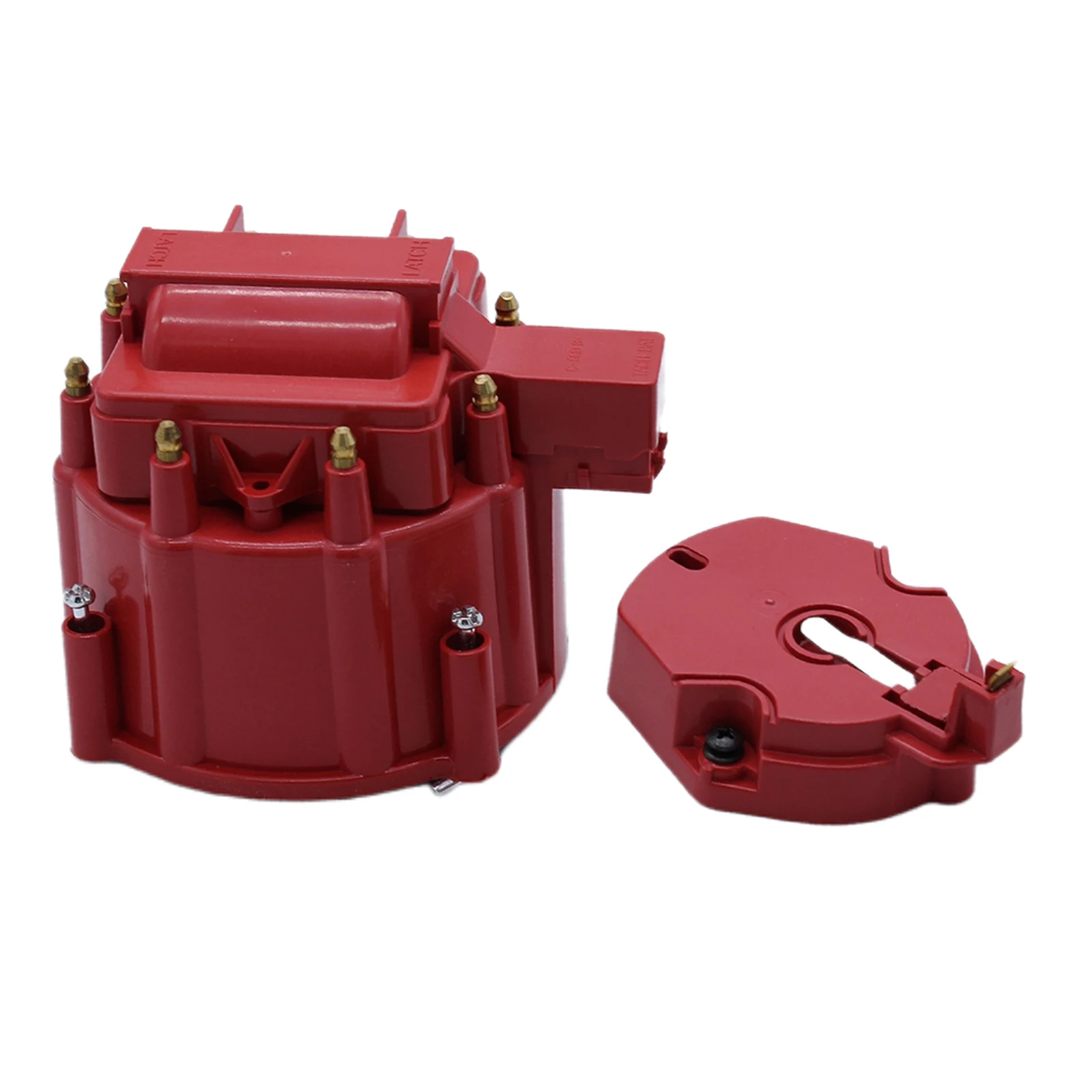Distributor Cap Red Aluminum Performance Rotor Kit Ignition Coil Cover Set for Chevrolet SBC 350 V8 Replacement
