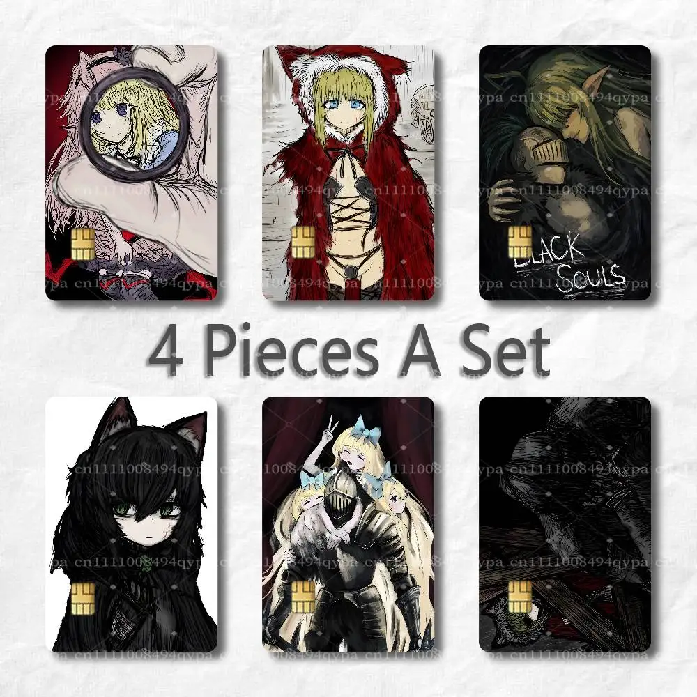 B-Black Souls 2 Grimm BS2 Credit Card Skin Stickers Waterproof with Chip Cutout 4 Pack for Credit Debit Transportation Cards