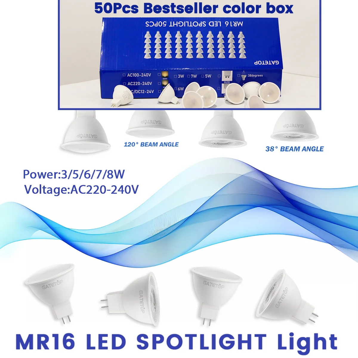 50PCS Led Bulb MR16…