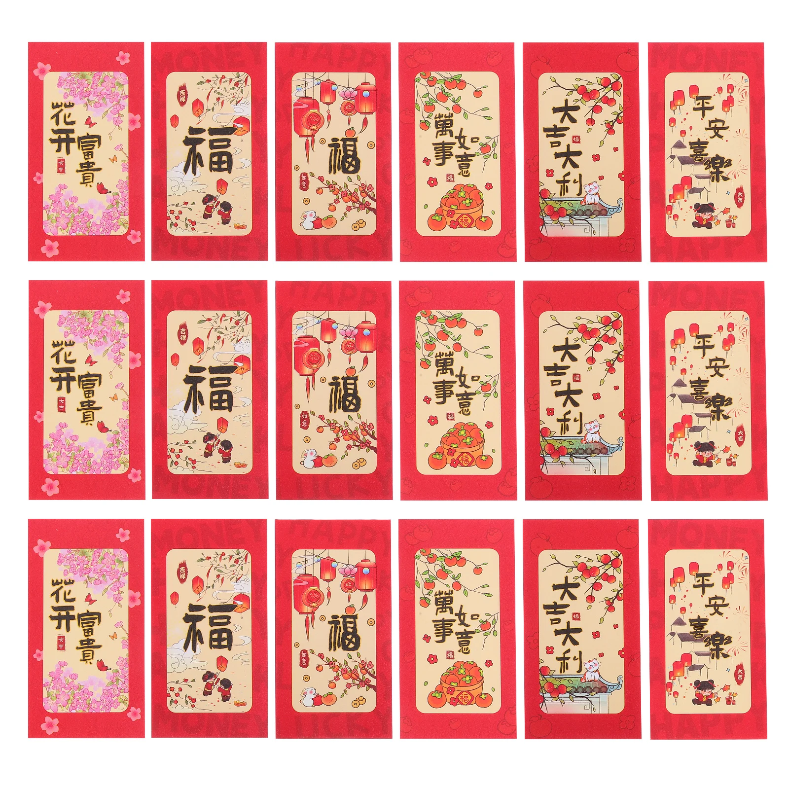 

18 Pcs Three Dimensional Red Envelopes Reusable Material Hong Bao Lucky Money Spring Festival Celebrations Chinese New Year