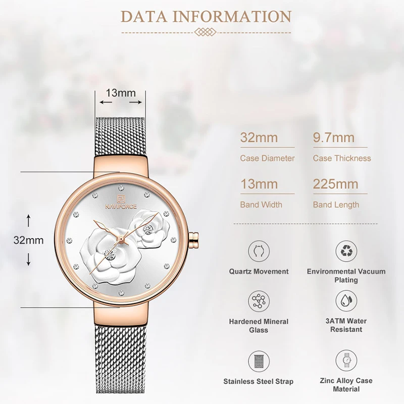 Women Watch Top Luxury Brand Steel Mesh Waterproof Ladies Watches Flower Quartz Female Wristwatch Charming Girl Clock