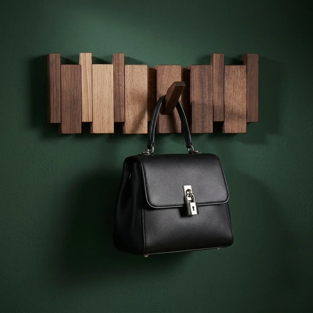 Creative Black Walnut Wall Coat Rack Hat Key Bag Holder Doorway Entrance Cloak Hanger Home Decor Furniture Portable New