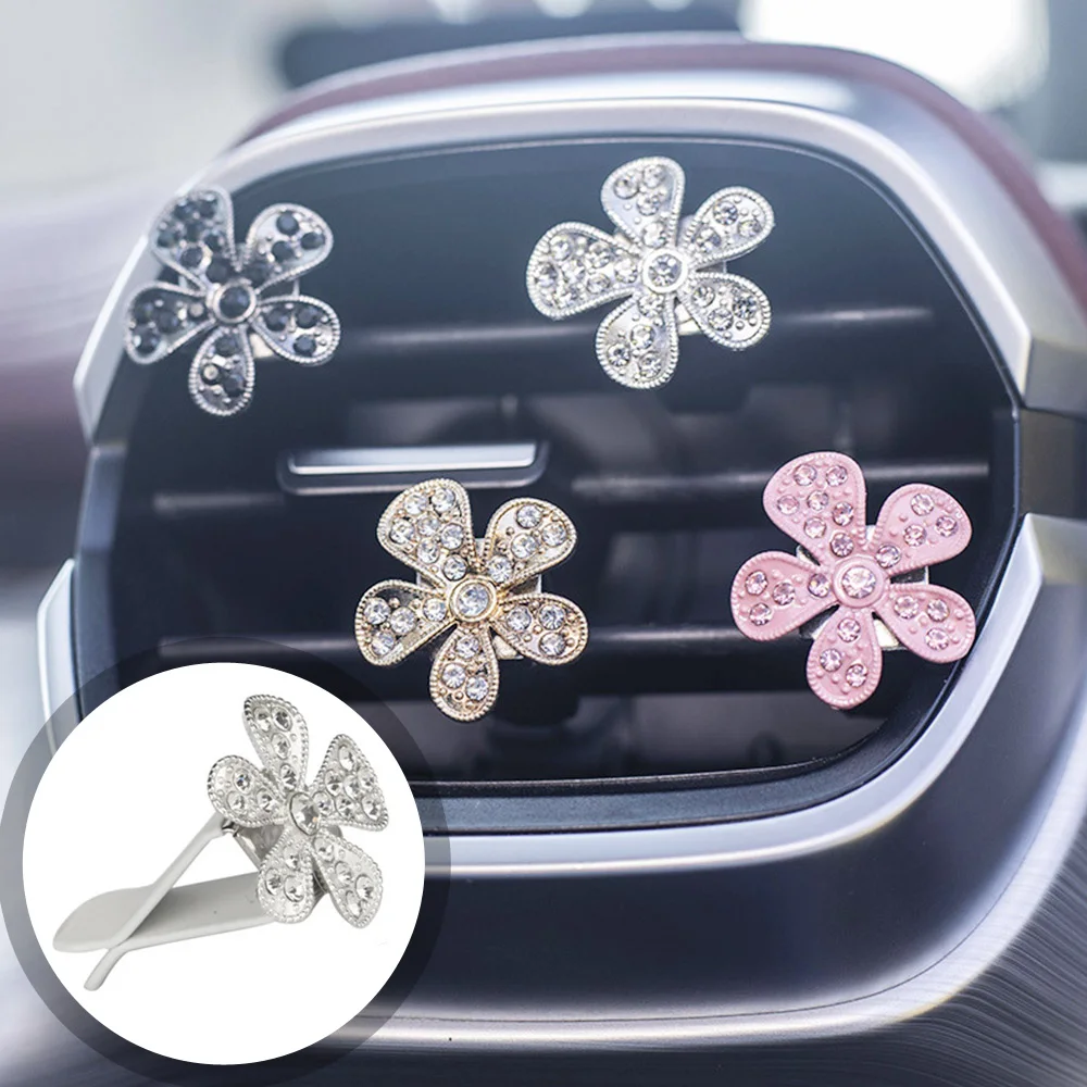 

1pc Car Air-conditioning Adjustment Clip Air Freshener Perfume Car Air Outlet Crystal Flower Styling Decoration Clip Accessories