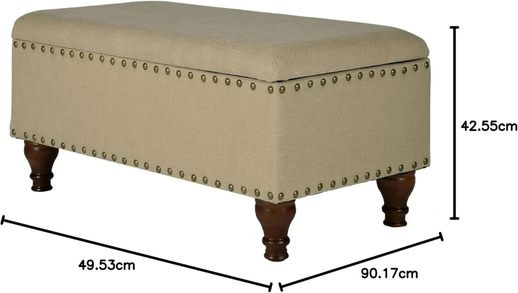 Homepop Home Decor | Upholstered Storage Bench with Nailhead Trim | Ottoman with Storage for Living Room & Bedroom | Decorative