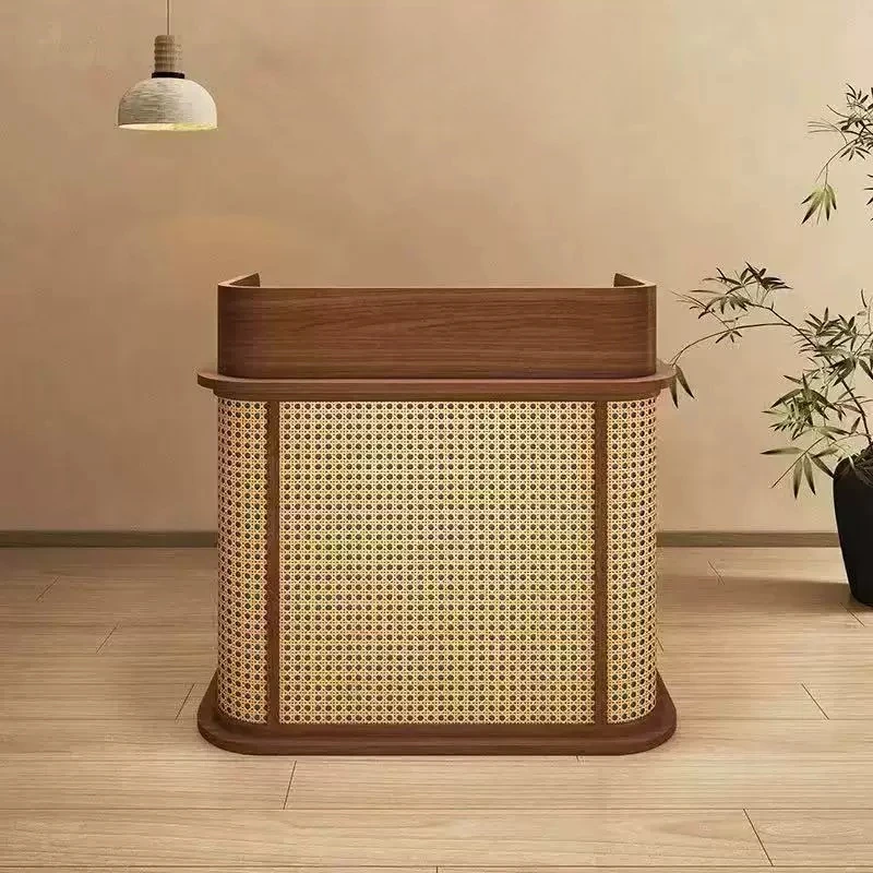 Reception desk, light luxury and high-end sense, small rattan counter