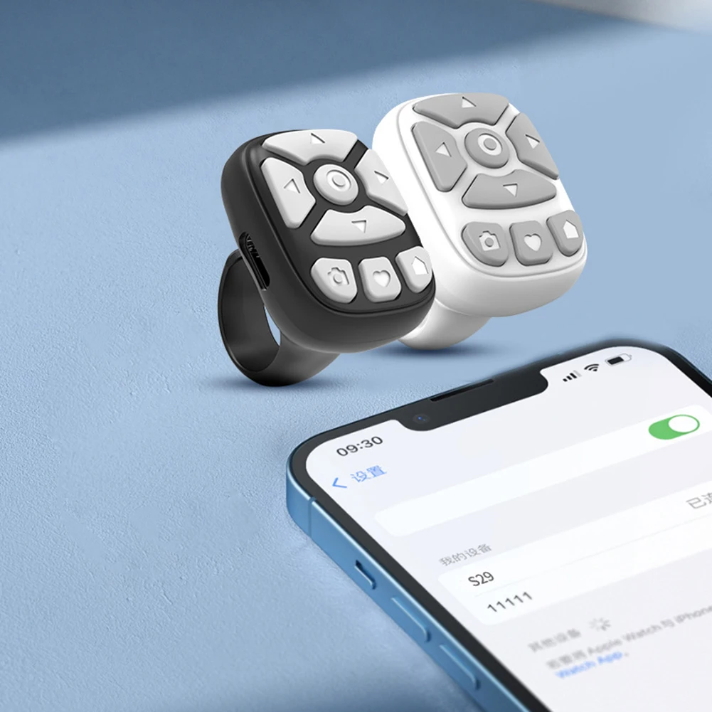 جهاز تحكم عن بعد بلوتوث لصفحة الكتاب الإلكتروني لـ TIK Tok Scrolling Ring Camera تسجيل الفيديو جهاز تحكم عن بعد صغير لهاتف IPhone Ipad ﻿