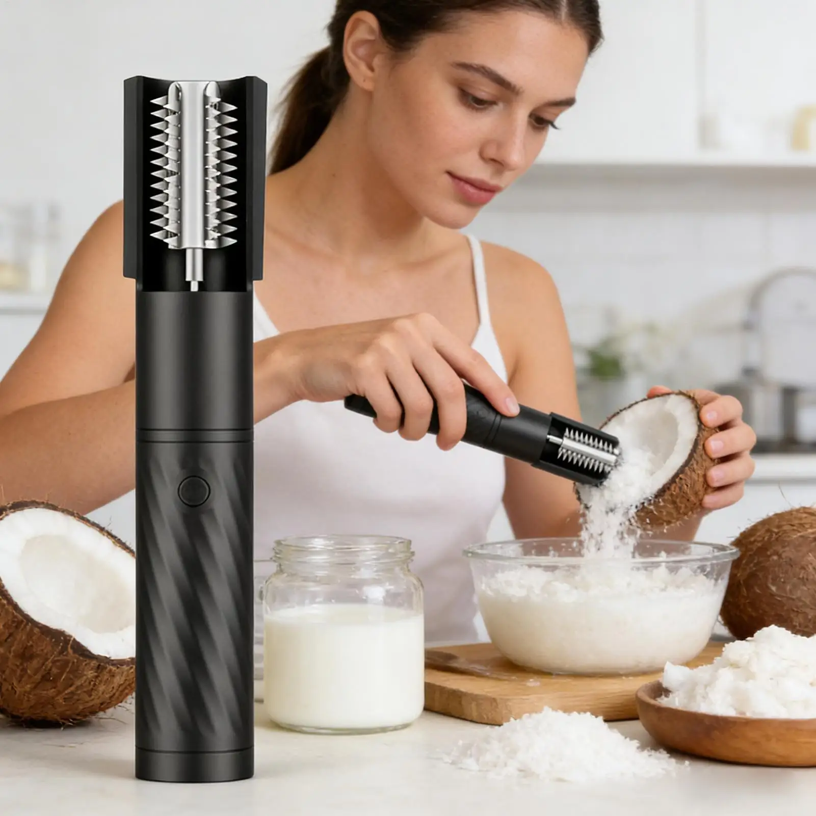 NEW 1Set Iron/Plastic Head Wireless Coconut Scraper Electric Grater Machine Automatic Handheld Roller For Kitchen Scaling Fish