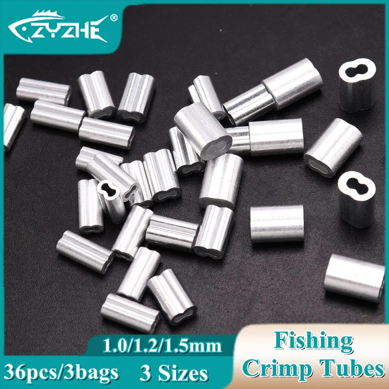 ZYZ 36pcs/3Bags Fishing Double Hole Crimp Aluminium Tube 1/1.2/1.5mm Three Size  Fishing Rigs Accessories Line Tube