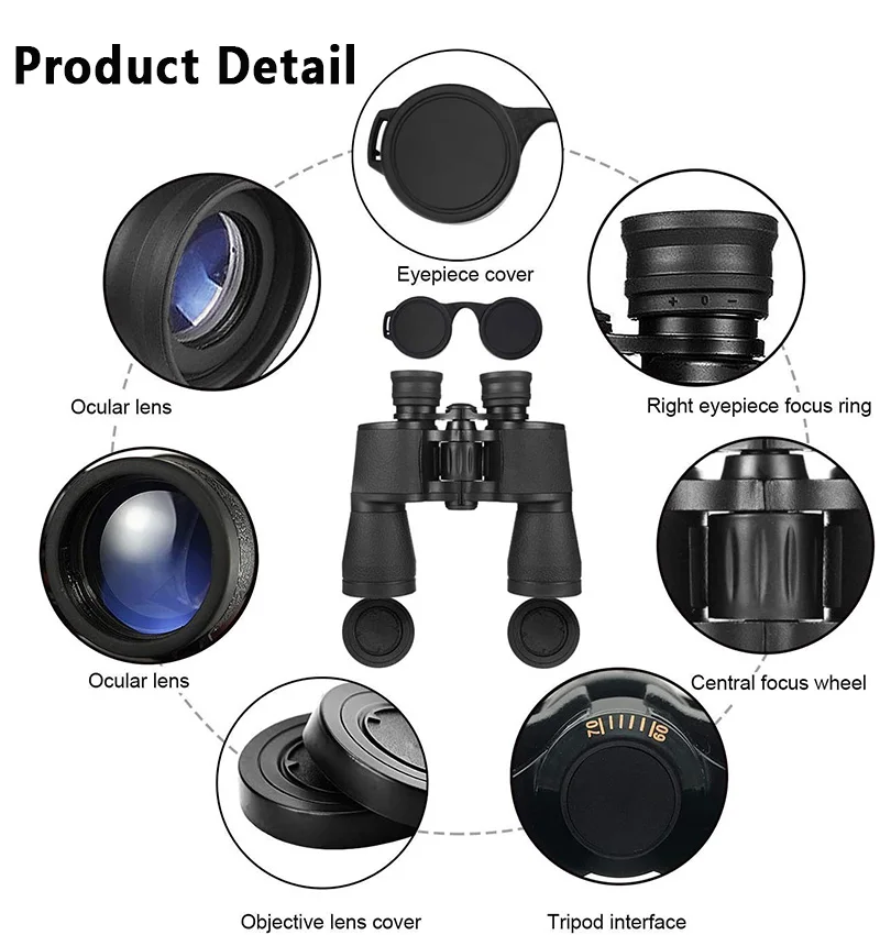 20X50 Professional Binoculars HD BAK4-Prism Low Light Outdoor Long Range Waterproof Military Hunting Camping Equipment