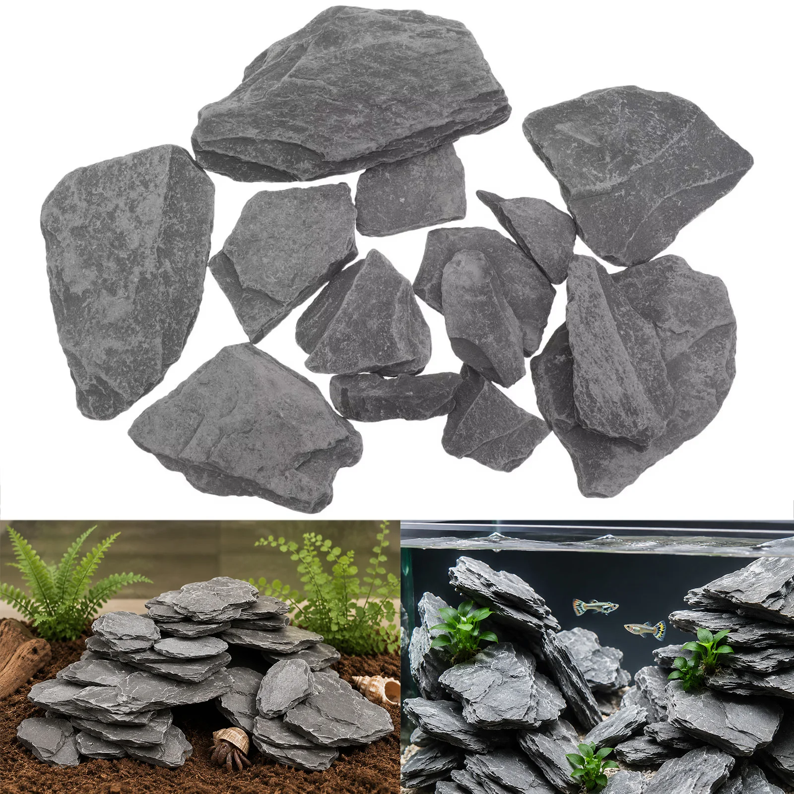 Irregular Slate Gravel – Permeable Drainage Stones for Zen Gardens Bonsai Top Dressing Miniature Fairy Pathways (500g/1000g) TMZ