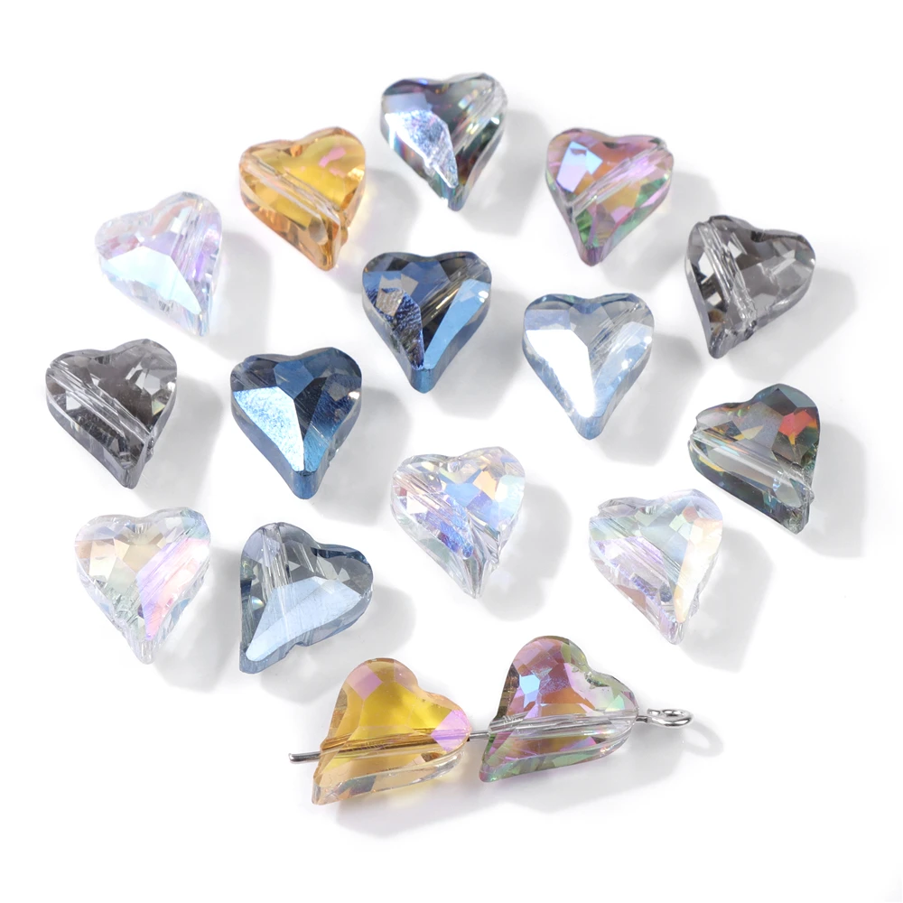 30pcs Special Shiny Austrian Crystal Heart Beads Charms 10X12MM Jewelry Making Accessories Faceted Glass Beads DIY Findings