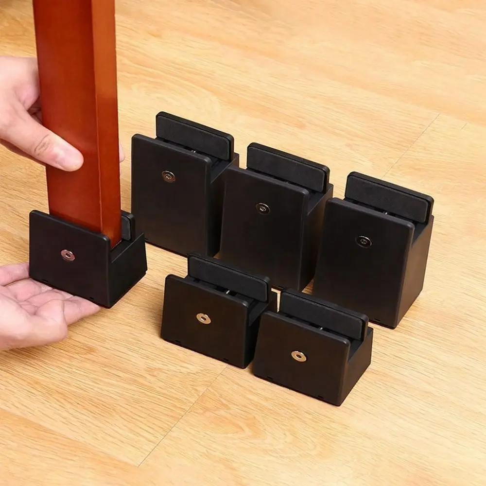 Adjustable 4Pcs Anti-Slip Mute Wear-resistant Moisture-proof With Screw Clamp Chair Feet Riser Furniture Risers Table Leg Pad