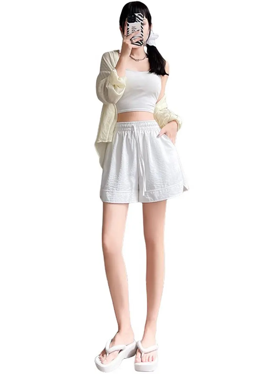 Ice Silk Sambon orts Lässige, weites Bein, dünne, Qui Dry Sommer-Sporthose für Mädchen der Mittelstufe, Pendeln, Reißverschluss, P...