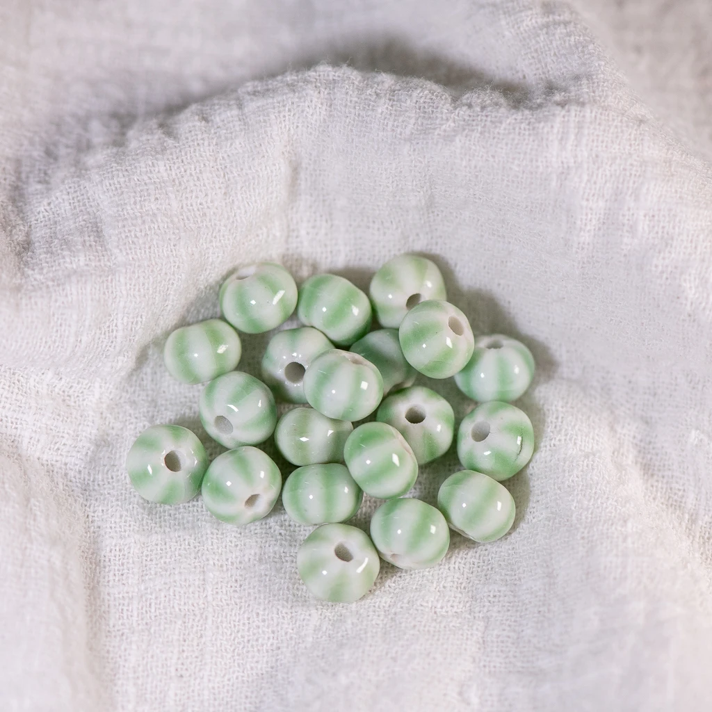 Handcrafted Pastel Gourd Ceramic Beads Set 20 Pieces 10mm for DIY Jewelry Making and Crafts