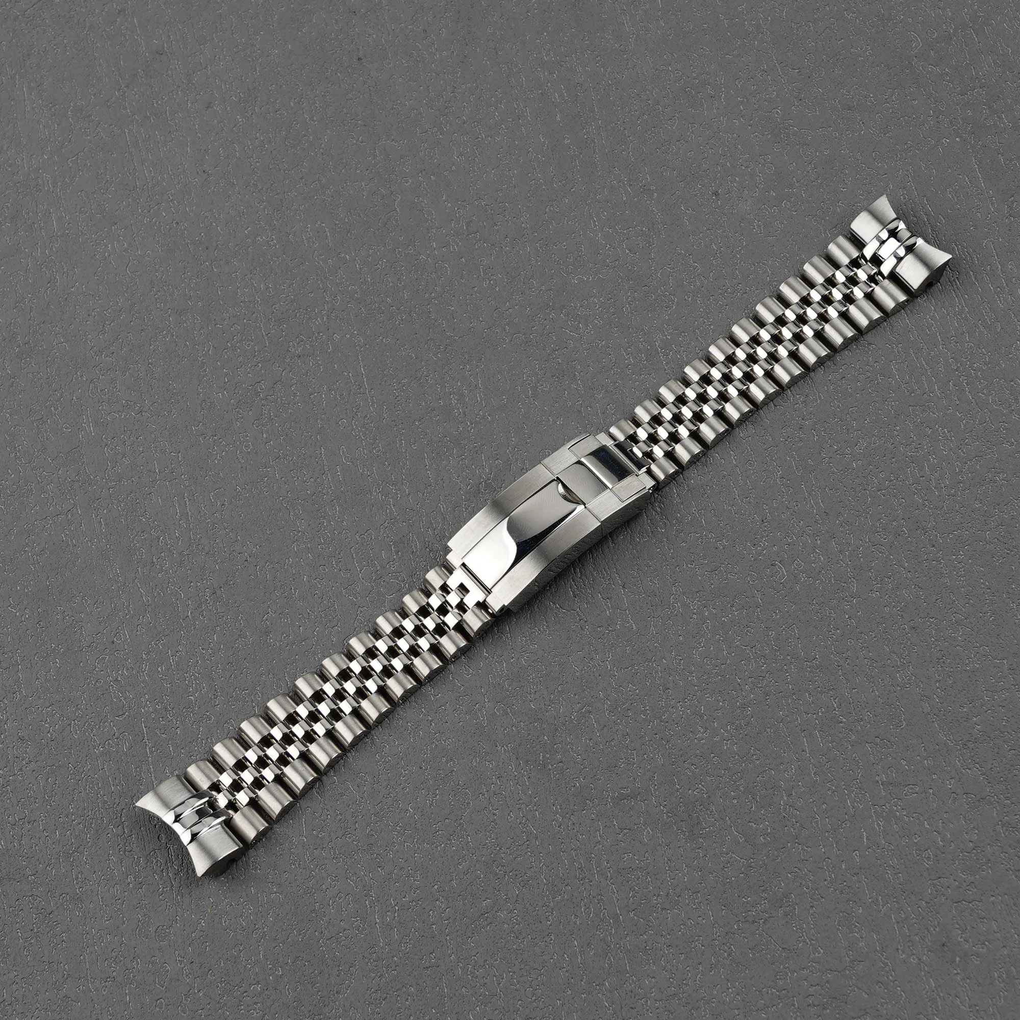 Rolamy 20mm 316 Stainless Steel Jubilee Bracelet Solid Link, Curved End, Fits Seiko Mini Samurai (SRPL11/SRPL13/SRPL15)