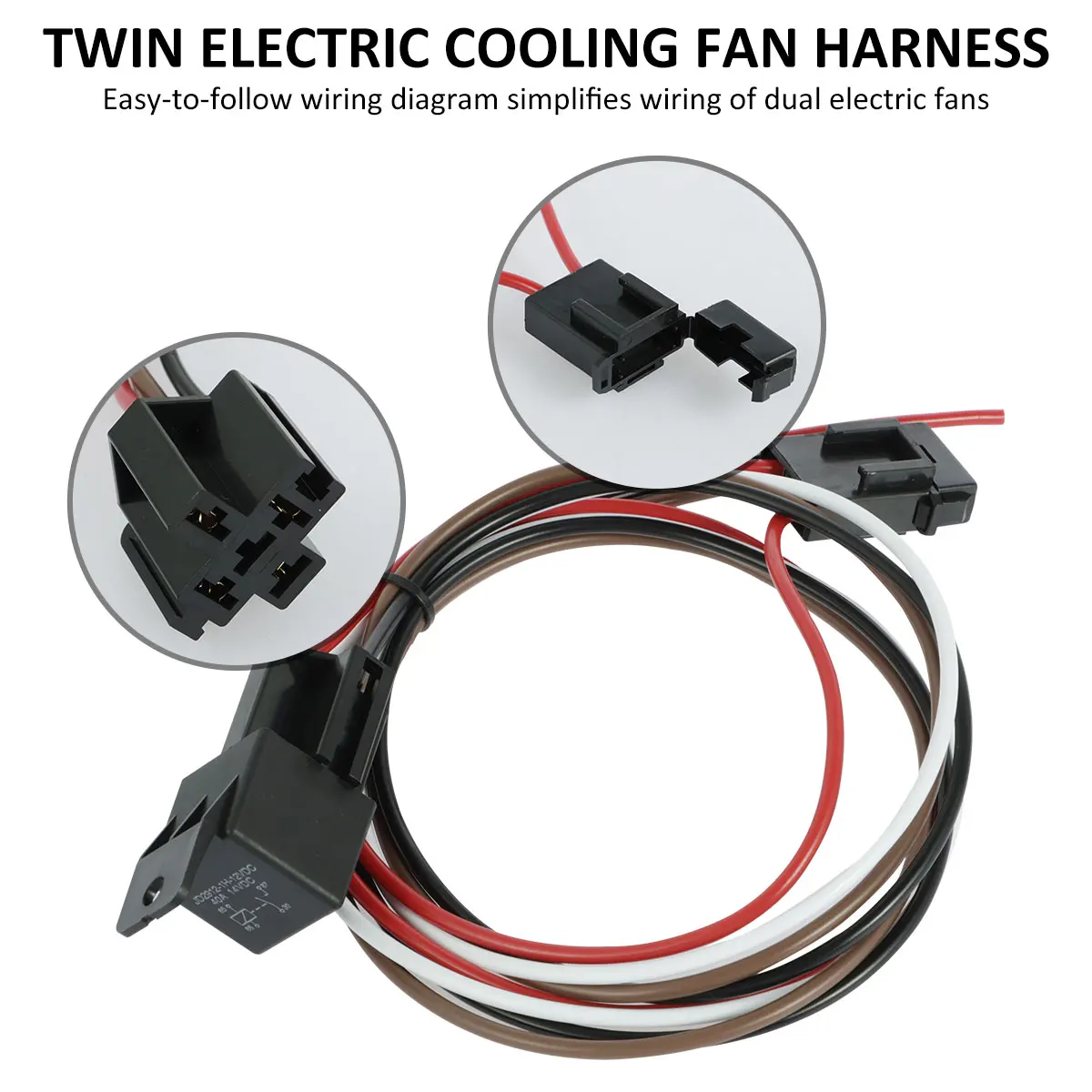 Dual Electric Fan Relay Kit with Thermostatic Sensor Switch Safe Radiator Electric Fan Thermostat Set Cooling Fan Wiring Sets