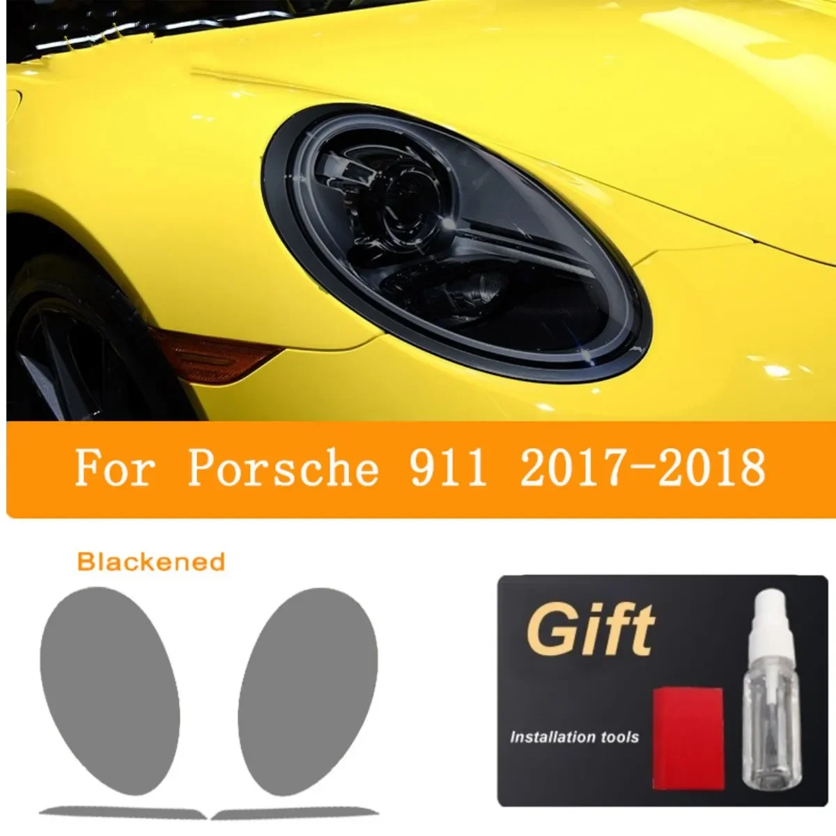 2 pieces Car Headlight Tailllight Protection Film For Porsche 911  2011 2022 Smoke Black Transparent TPU Sticker Accessories