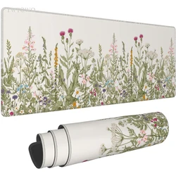 Alfombrilla de ratón para juegos, alfombra de goma Natural para oficina, alfombrilla de ratón para ordenador, Estética de plantas verdes, XL, XXL