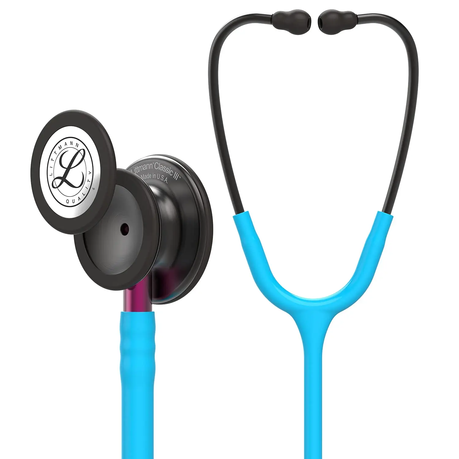 5872 3M Littmann Classic III Stethoscope, 5872, turquoise tube, smoke chestpiece, pink stem