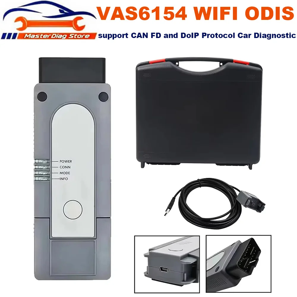 In Stock 6154 VAS6154 Wifi Car Diagnostic Scanner Tool VCI USB Diagnostic Interface OD-IS V25/E19 With Keygen for VAG VW Audi