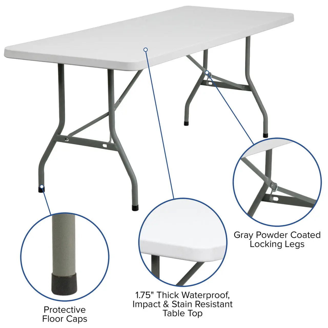 

Outdoor Hot Sale 6-Foot HDPE Plastic Folding Table