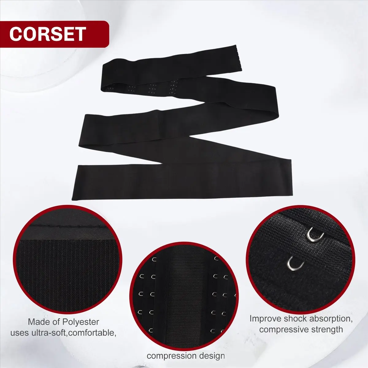 Stable- Wrap Waist Trainer Stomach Abdomen Binder Belly Body Shaper Compression Belt Tummy Control Shapewear 4 Meter