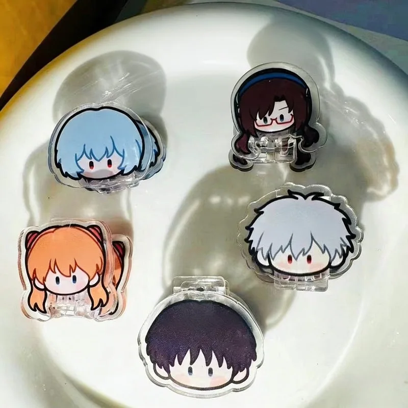 

5Pcs Neon Cute Genesis Classic Evangelion Double Sided PP Clip for Students Hand Account Decoration Clip Document Paper Clip