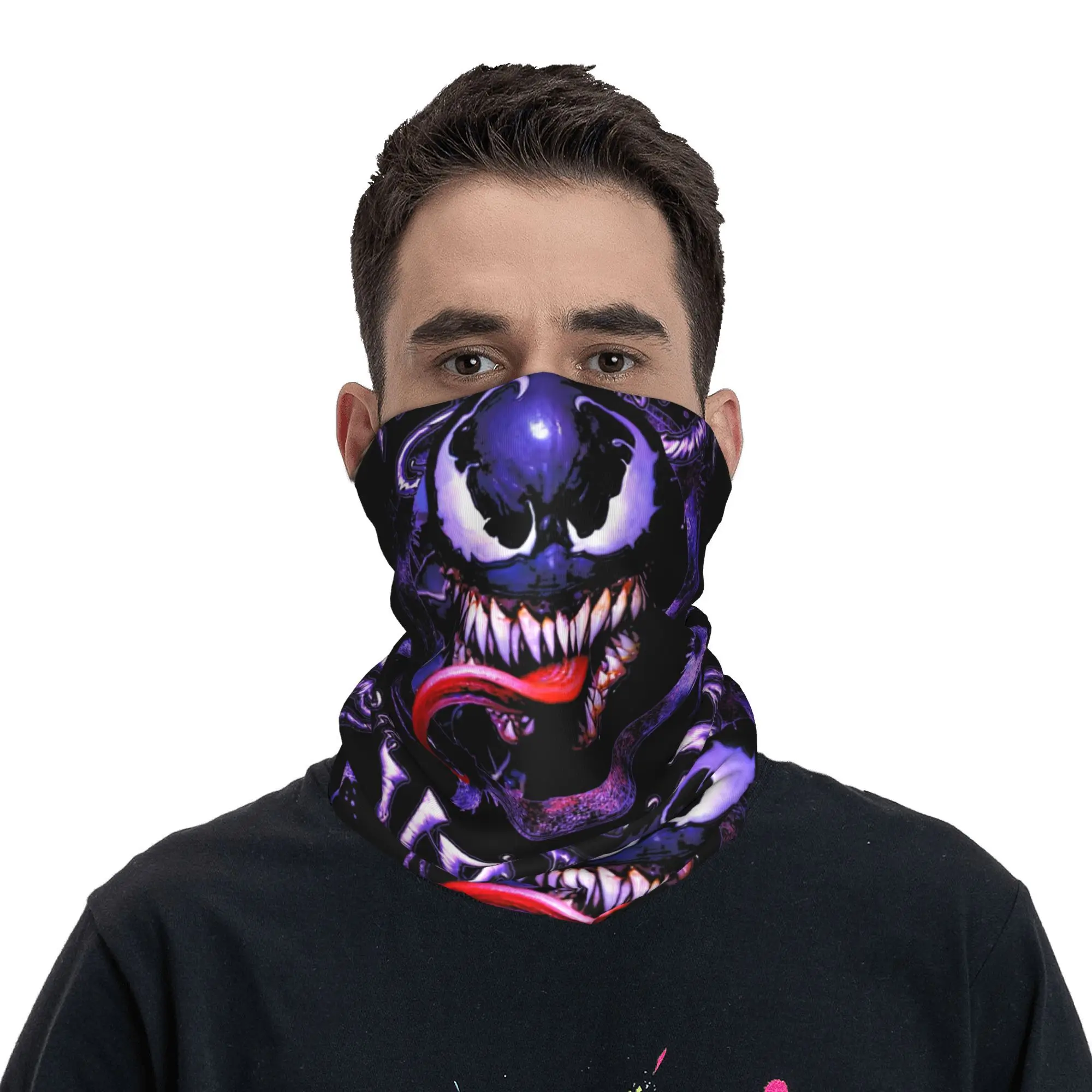 Spider-Man Venom Scary Face Dripping Vintage Portrait Bandana Neck Gaiter Magic Scarf Multi-use Headband Outdoor Sports for Men