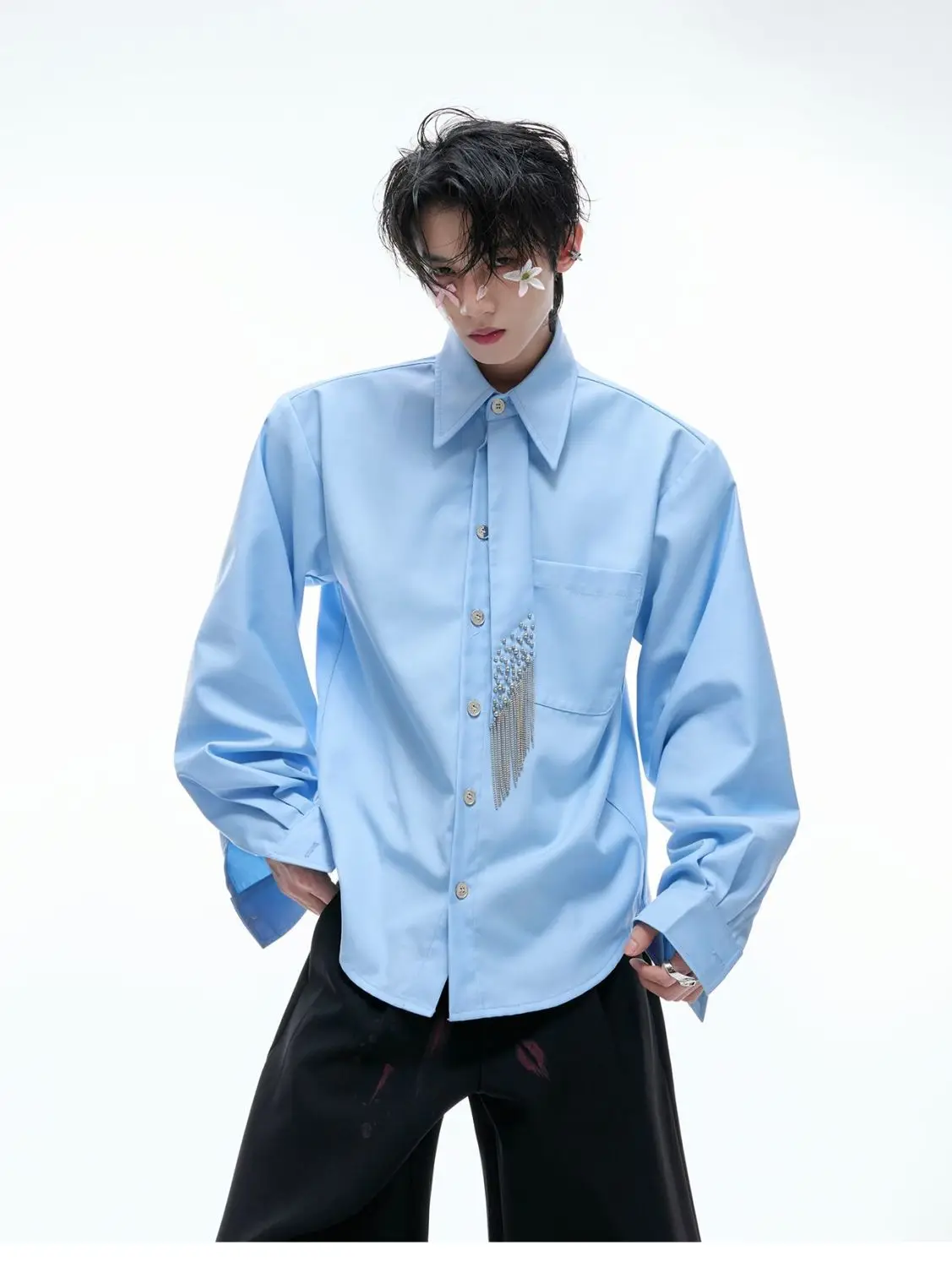 2026 Spring Autumn Loose Solid Color High-end Casual Shirt Long Sleeve Men's Trendy Shirt Men's Clothing