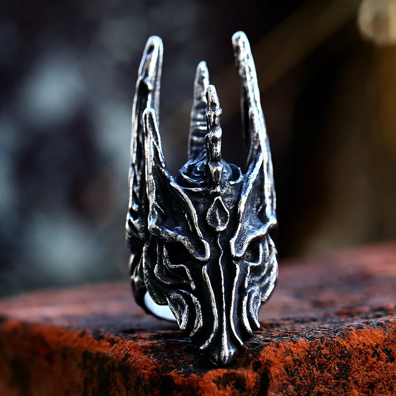 BEIER Men Ring Stainless Steel movie Sauron Mask Ring Antique Male Cool Jewelry BR8-1081