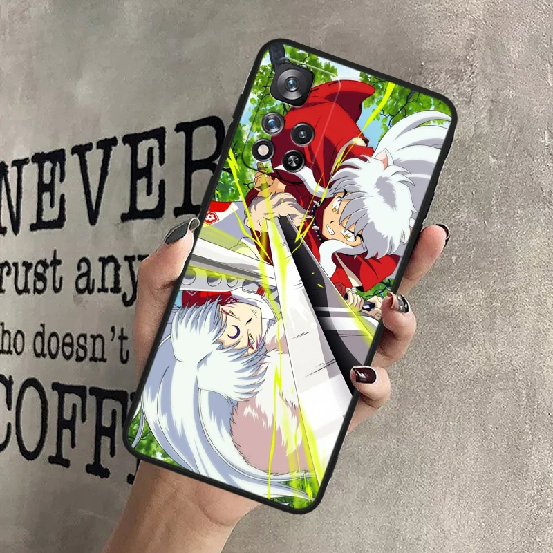 Anime Inuyasha Cute For Redmi Note 13 12 Turbo 11T 11P 11E 11S 10T 10S 10 9 Pro Plus Max Silicone Black Phone Case