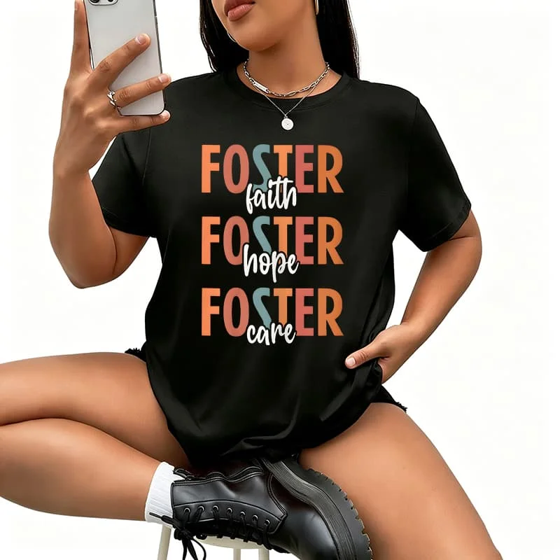 Hope Foster Care Parent Adoption.jpg Women's T-Shirt 100% Cotton Funny Graphic Short Sleeve Tee Novelty Shirt Casual Crew Neck Top S-71XL
