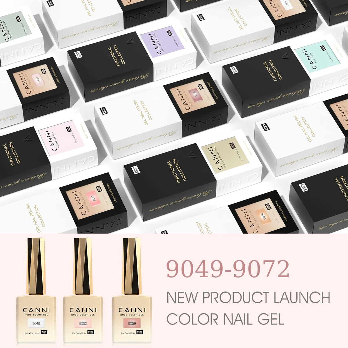 CANNI Jelly Color Gel Nail Polish No TPO Translucent Gel Smooth Consistency Soak Off UV LED Semi Permanent Gel Round Brush 9ml