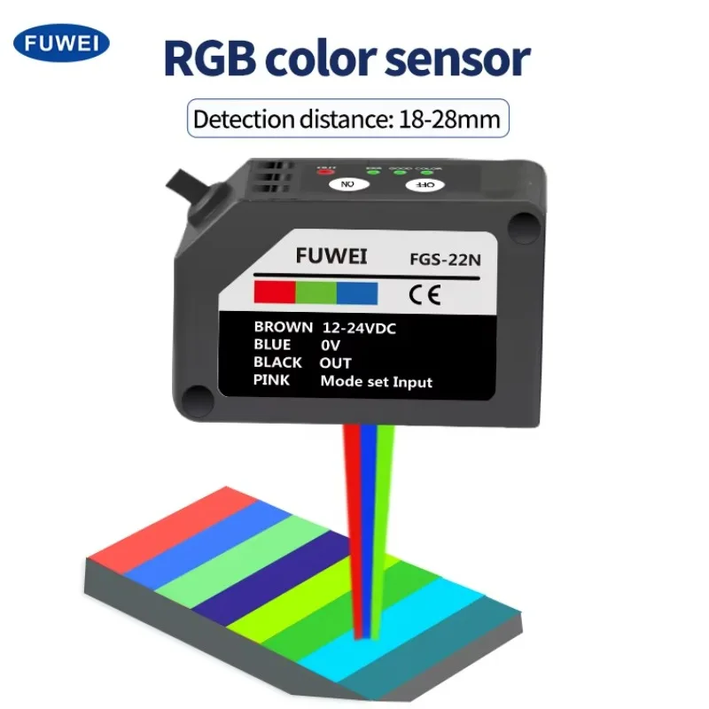 FGS-22 Photoelectric Color Mark Sensor with 18-28mm Detection Distance for Optical Recognition, Color Separation, Correction,