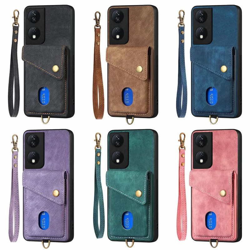 OPPO A5 Pro 4G 5G용 고급 가죽 지갑형 카드 수납 마그네틱 케이스, OPPO A6 Pro A98 A79 A78 A58 A38 A18 A80용 뒷면 커버