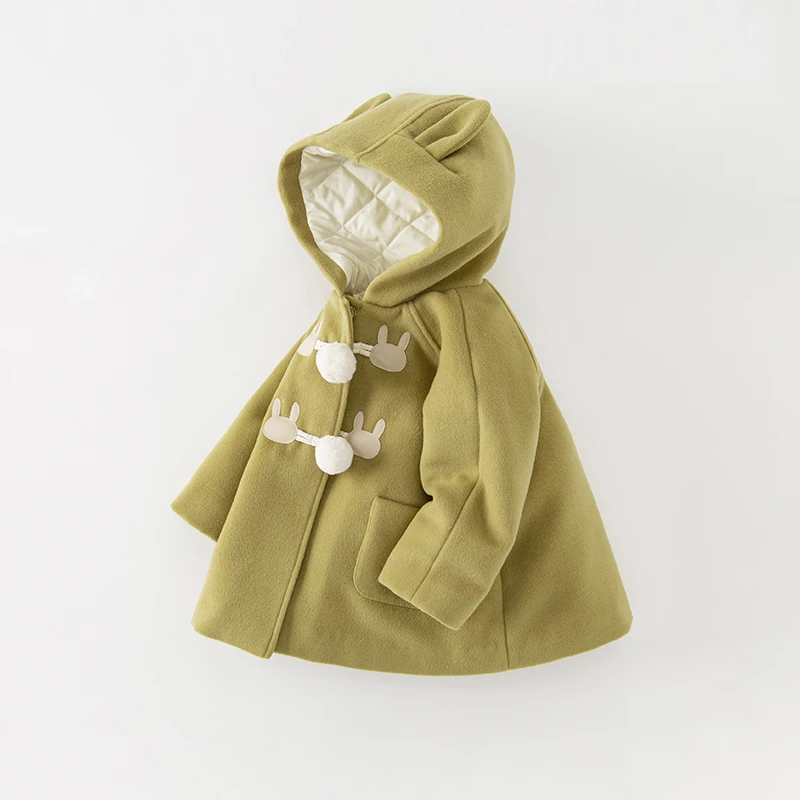 Dave Bella Children Girl's Woollen Coat 2023 Winter New Fashion Casual Coat Tops Outerwear Outdoor Party Warm Noble DB4237468 image 3