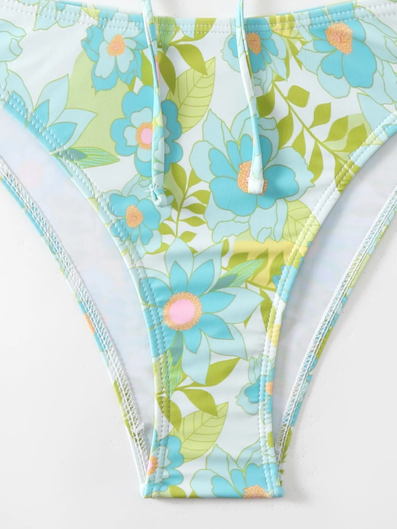 Maillot de bain deux pièces imprimé fleuri, sexy, avec nœud papillon, rembourré, culotte tanga, solide, 600